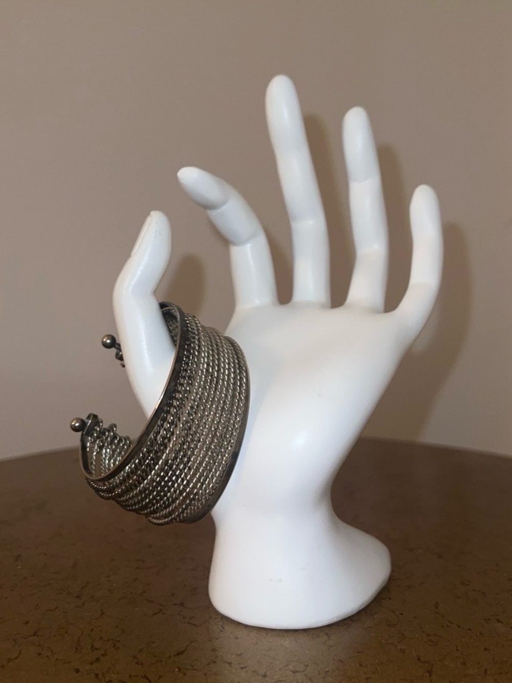 Vintage-Style Silver Tone Statement Cuff Bracelet | Layered Chain Design